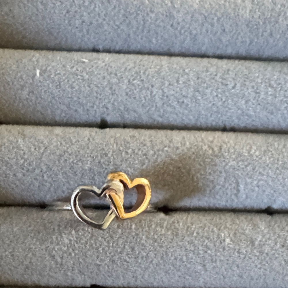 Gold and Silver Heart Ring size 6